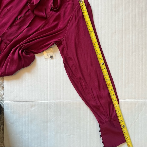 Free People NWT Lala Tie-Detail Button Up Red Blouse Women's size medium - Picture 16 of 16